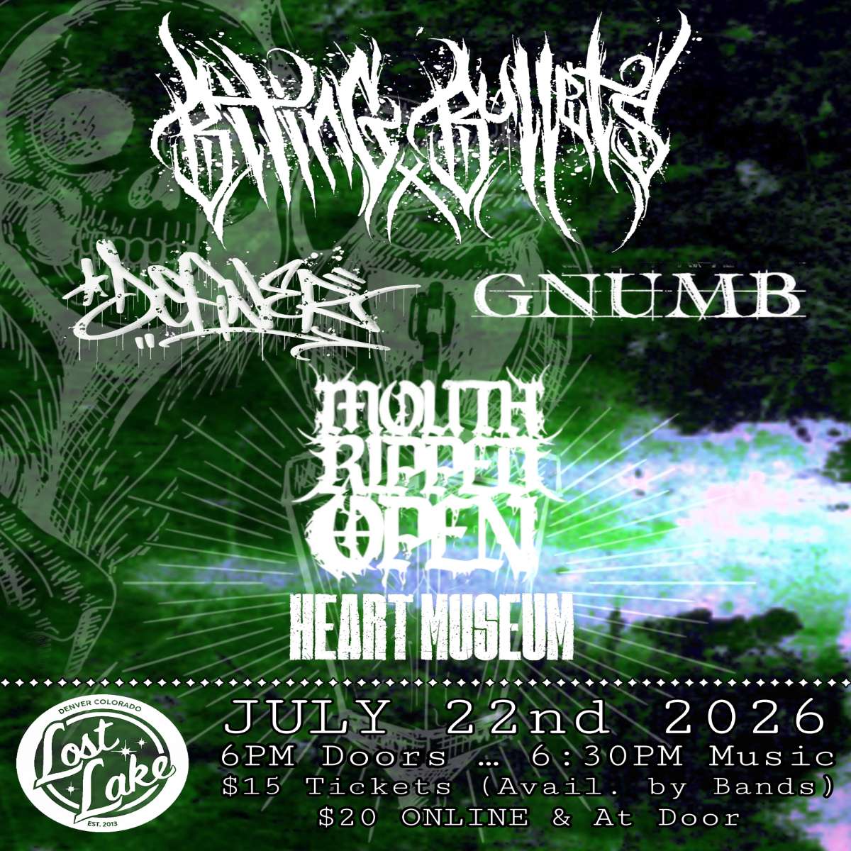 Biting Bullets w/ Definer, GNUMB, Mouth Ripped Open + Heart Museum